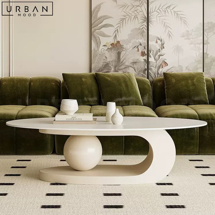 Modern Sintered Stone Oval Coffee Table Minimalist Design - URBANMOOD