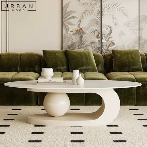 Modern Sintered Stone Oval Coffee Table Minimalist Design - URBANMOOD