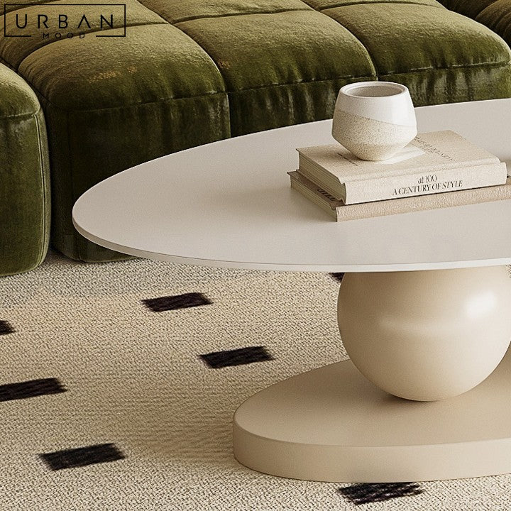 Modern Sintered Stone Oval Coffee Table Minimalist Design - URBANMOOD