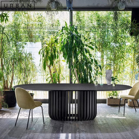 Modern Solid Wood Dining Table with Louvered Base - URBANMOOD