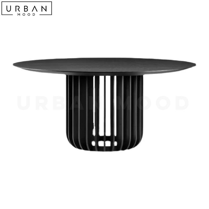 Modern Solid Wood Dining Table with Louvered Base - URBANMOOD