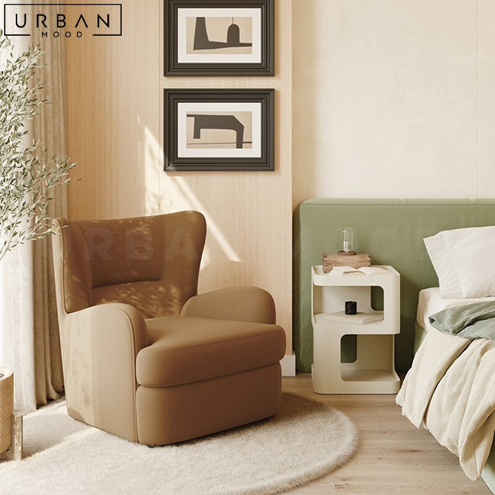 Modern Swivel Reading Chair with Fabric Upholstery - URBANMOOD