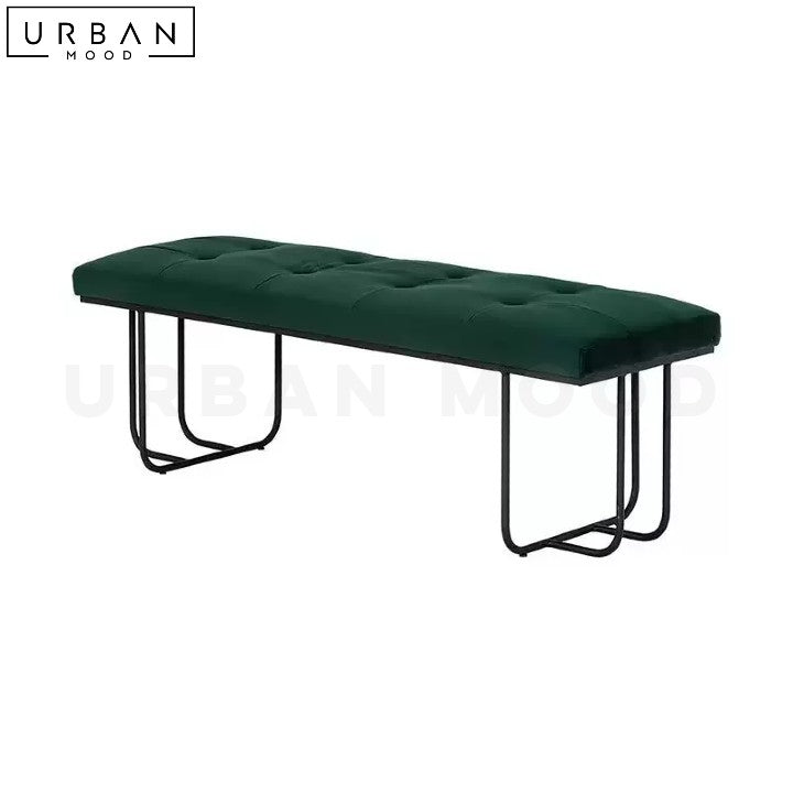 Modern Velvet Entryway Bench Upholstered with Metal Frame - URBANMOOD