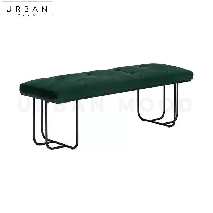 Modern Velvet Entryway Bench Upholstered with Metal Frame - URBANMOOD