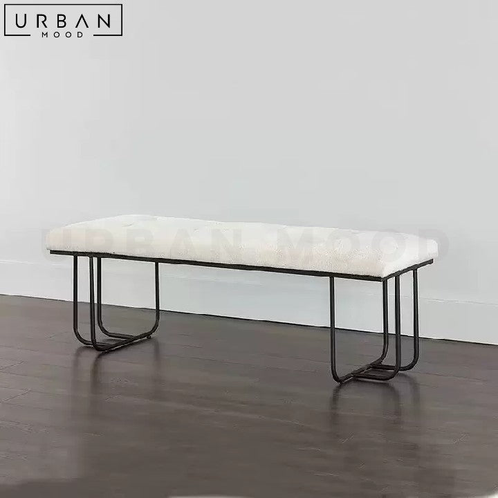 Modern Velvet Entryway Bench Upholstered with Metal Frame - URBANMOOD