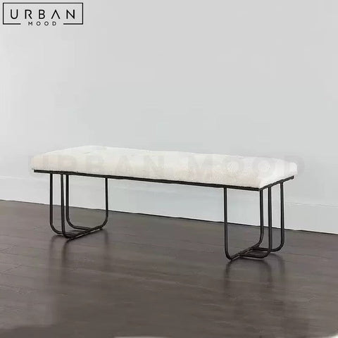 Modern Velvet Entryway Bench Upholstered with Metal Frame - URBANMOOD