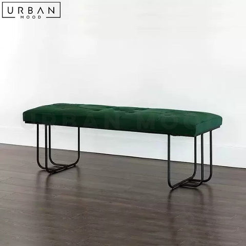 Modern Velvet Entryway Bench Upholstered with Metal Frame - URBANMOOD