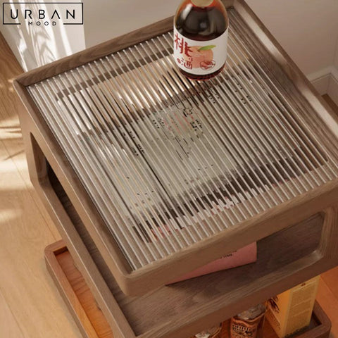 Modern Walnut Finish Solid Wood Side Table - URBANMOOD