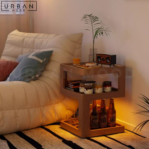 Modern Walnut Finish Solid Wood Side Table - URBANMOOD