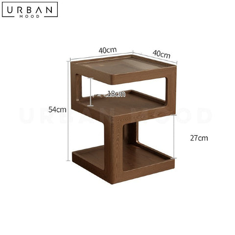 Modern Walnut Finish Solid Wood Side Table - URBANMOOD