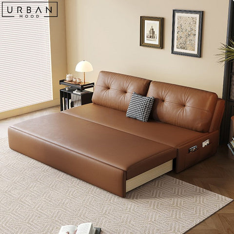 NEDEL Modern Faux Leather Sofa Bed with Storage - URBANMOOD