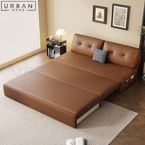 NEDEL Modern Faux Leather Sofa Bed with Storage - URBANMOOD
