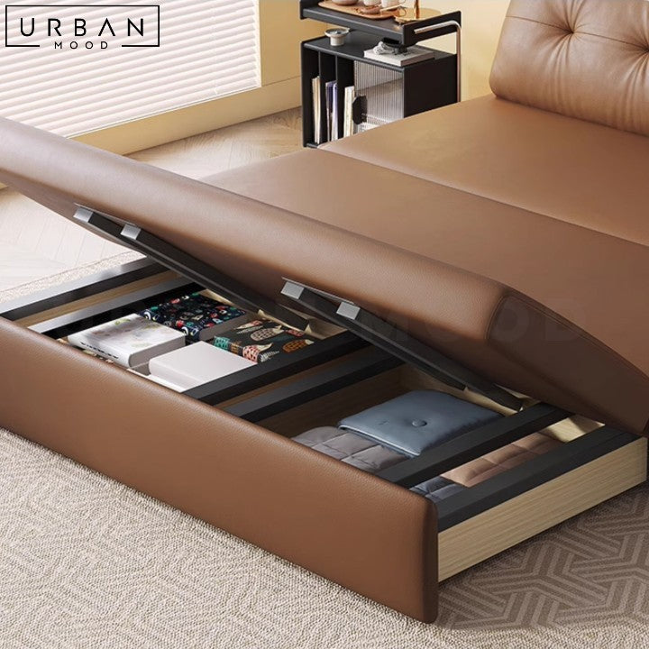 NEDEL Modern Faux Leather Sofa Bed with Storage - URBANMOOD