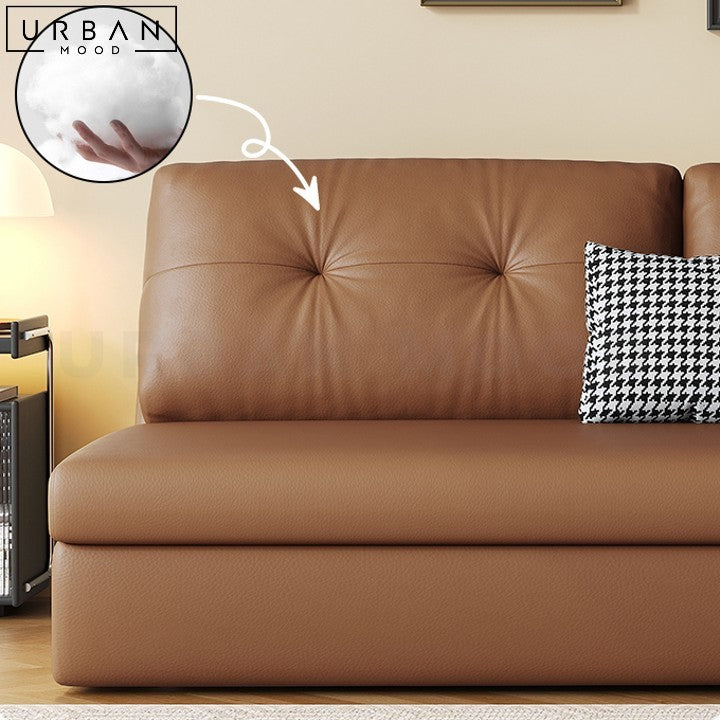 NEDEL Modern Faux Leather Sofa Bed with Storage - URBANMOOD