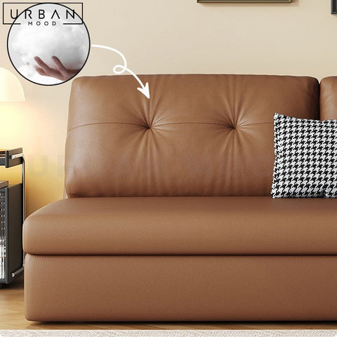 NEDEL Modern Faux Leather Sofa Bed with Storage - URBANMOOD