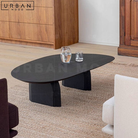 NERON Irregular Solid Pine Wood Coffee Table Modern Design - URBANMOOD