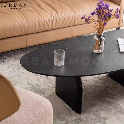 NERON Irregular Solid Pine Wood Coffee Table Modern Design - URBANMOOD