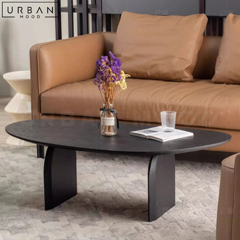 NERON Irregular Solid Pine Wood Coffee Table Modern Design - URBANMOOD