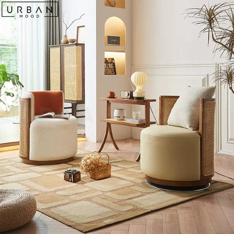 NIVEA Japandi Style Rattan Backrest Leisure Chair - URBANMOOD
