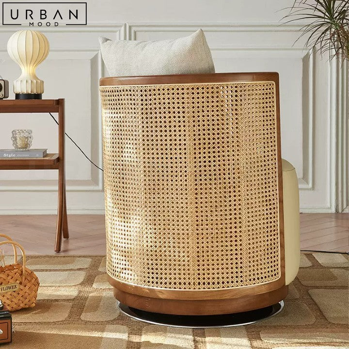 NIVEA Japandi Style Rattan Backrest Leisure Chair - URBANMOOD