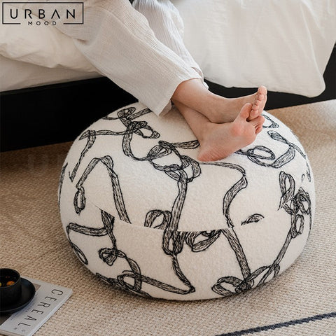 NOVAIS Eclectic Boucle Pouf Traditional Elegant Design - URBANMOOD