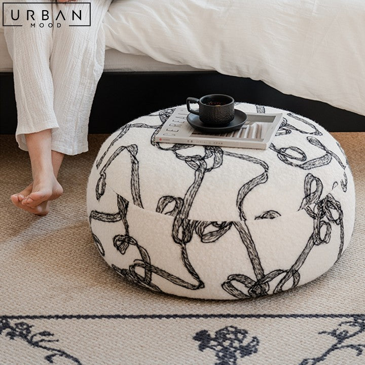 NOVAIS Eclectic Boucle Pouf Traditional Elegant Design - URBANMOOD