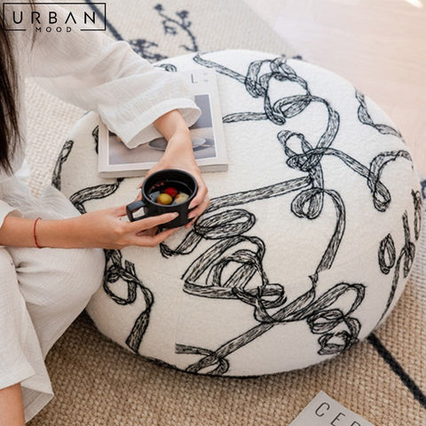NOVAIS Eclectic Boucle Pouf Traditional Elegant Design - URBANMOOD