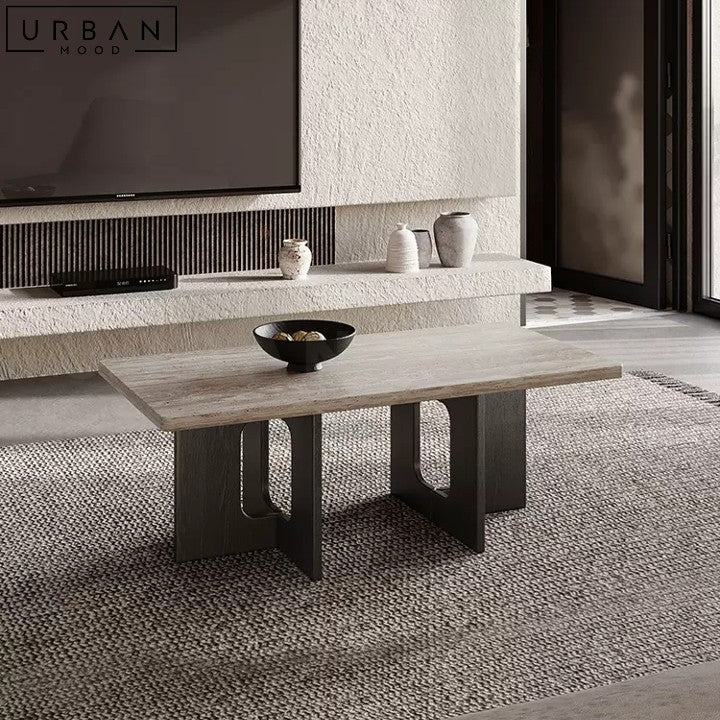 NUNE Travertine Coffee Table Natural Modern Design - URBANMOOD