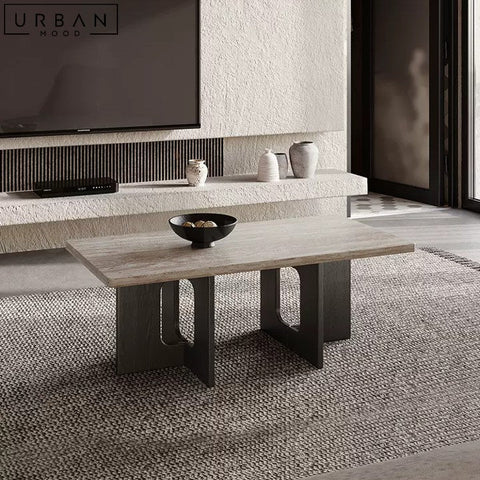 NUNE Travertine Coffee Table Natural Modern Design - URBANMOOD
