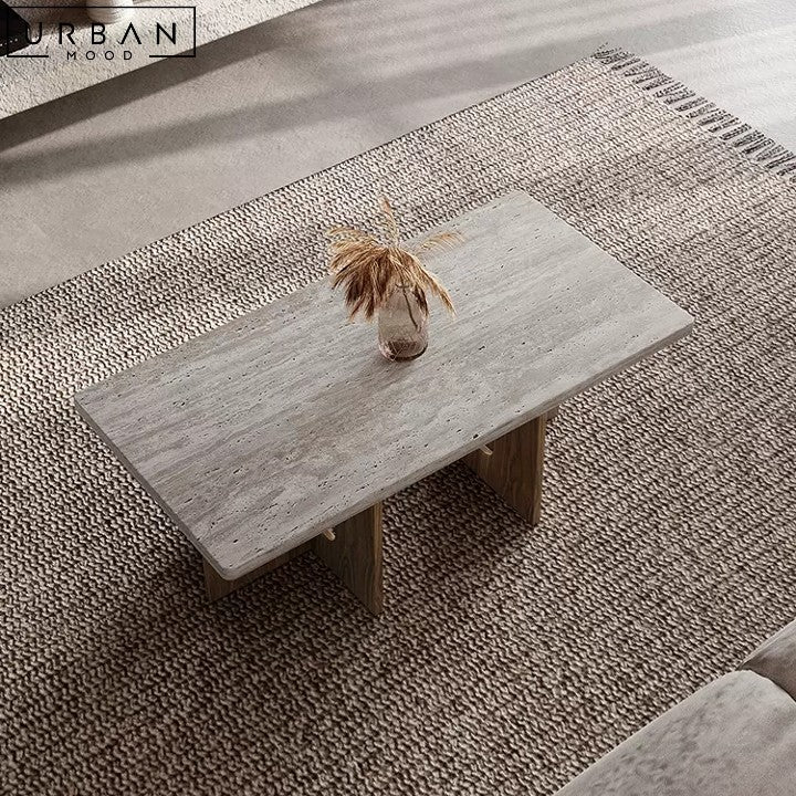NUNE Travertine Coffee Table Natural Modern Design - URBANMOOD