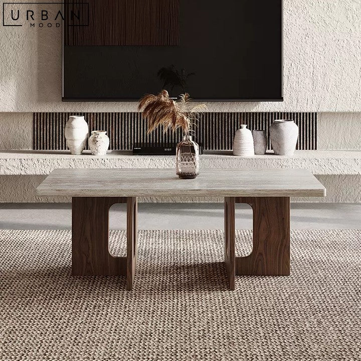 NUNE Travertine Coffee Table Natural Modern Design - URBANMOOD