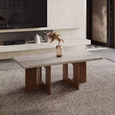NUNE Travertine Coffee Table Natural Modern Design - URBANMOOD
