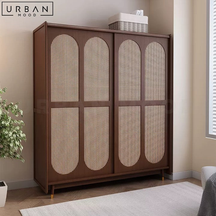 PAOLA Japandi Solid Wood Wardrobe with Sliding Doors - URBANMOOD