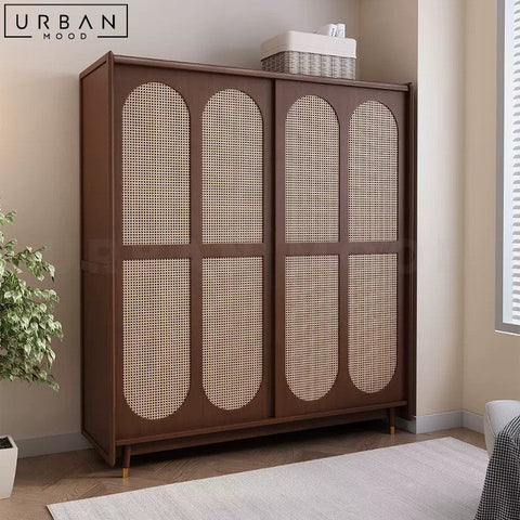 PAOLA Japandi Solid Wood Wardrobe with Sliding Doors - URBANMOOD