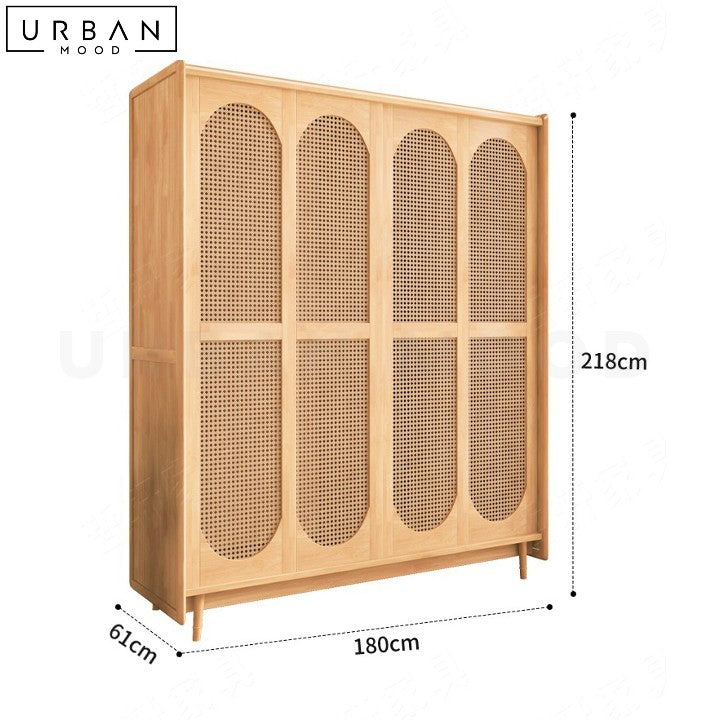 PAOLA Japandi Solid Wood Wardrobe with Sliding Doors - URBANMOOD