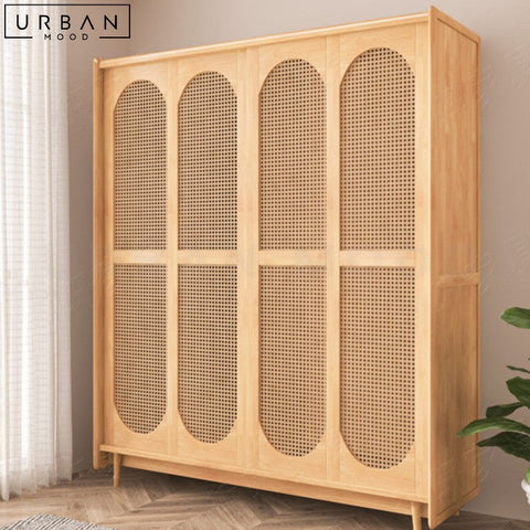 PAOLA Japandi Solid Wood Wardrobe with Sliding Doors - URBANMOOD