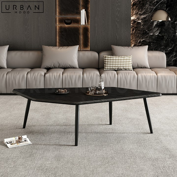 PERNILE Modern Walnut Coffee Table with Metal Legs - URBANMOOD