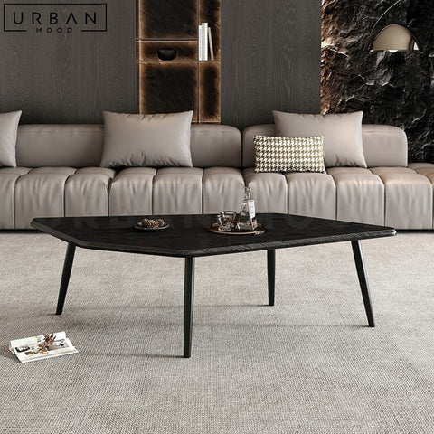PERNILE Modern Walnut Coffee Table with Metal Legs - URBANMOOD