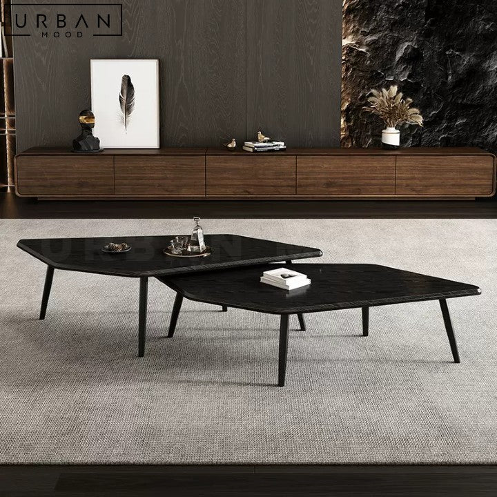 PERNILE Modern Walnut Coffee Table with Metal Legs - URBANMOOD