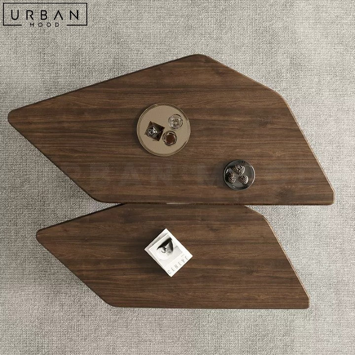PERNILE Modern Walnut Coffee Table with Metal Legs - URBANMOOD