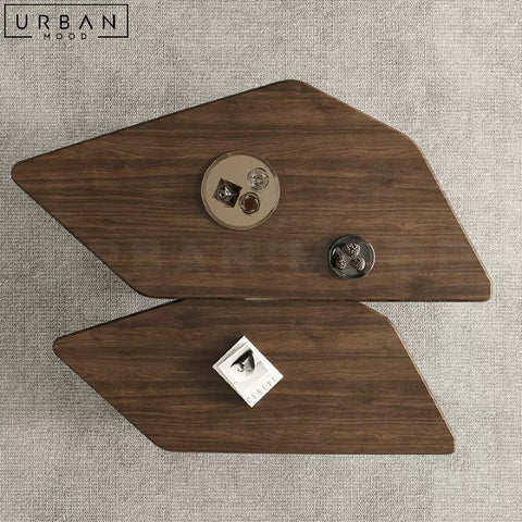 PERNILE Modern Walnut Coffee Table with Metal Legs - URBANMOOD