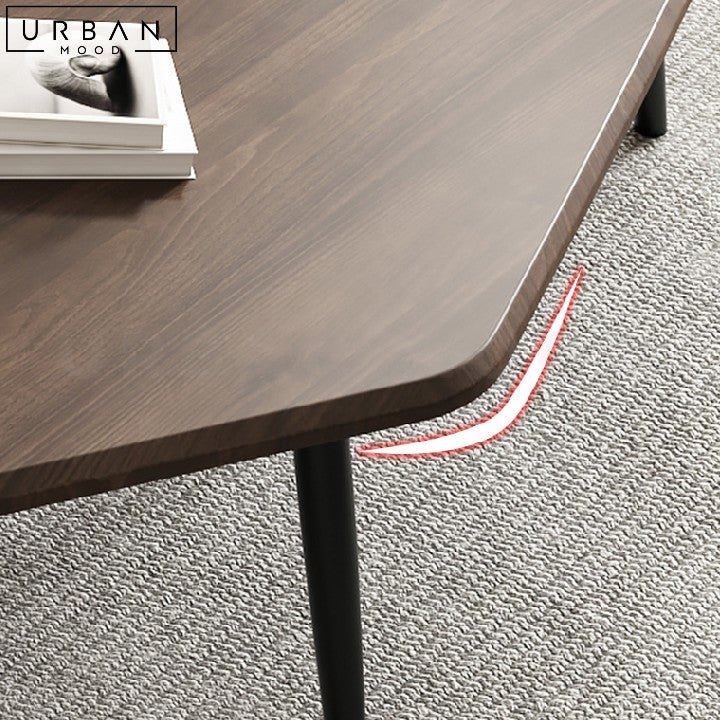 PERNILE Modern Walnut Coffee Table with Metal Legs - URBANMOOD