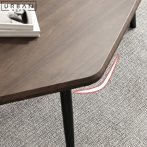 PERNILE Modern Walnut Coffee Table with Metal Legs - URBANMOOD