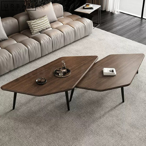 PERNILE Modern Walnut Coffee Table with Metal Legs - URBANMOOD