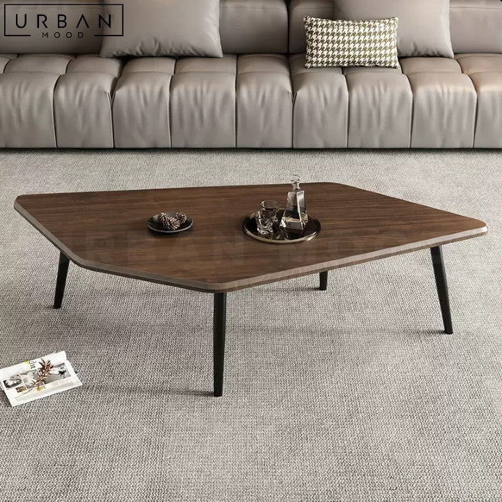 PERNILE Modern Walnut Coffee Table with Metal Legs - URBANMOOD