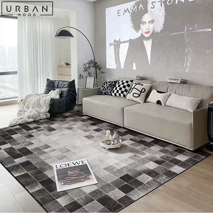 PRADO Modern Faux Cowhide Rug with Gradient Plaid - URBANMOOD