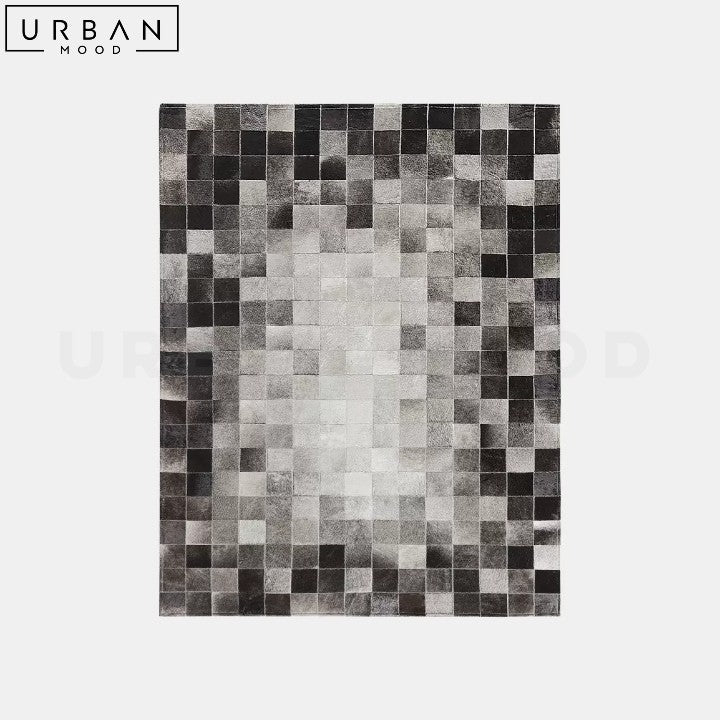 PRADO Modern Faux Cowhide Rug with Gradient Plaid - URBANMOOD