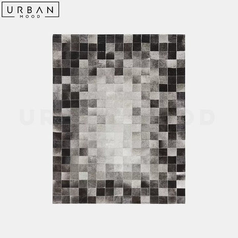 PRADO Modern Faux Cowhide Rug with Gradient Plaid - URBANMOOD