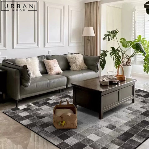 PRADO Modern Faux Cowhide Rug with Gradient Plaid - URBANMOOD