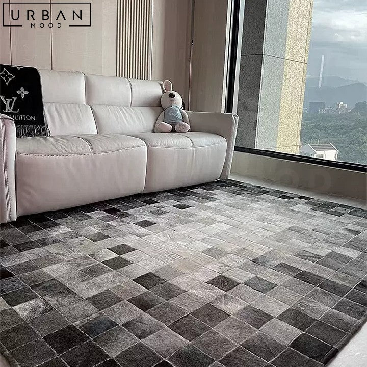 PRADO Modern Faux Cowhide Rug with Gradient Plaid - URBANMOOD
